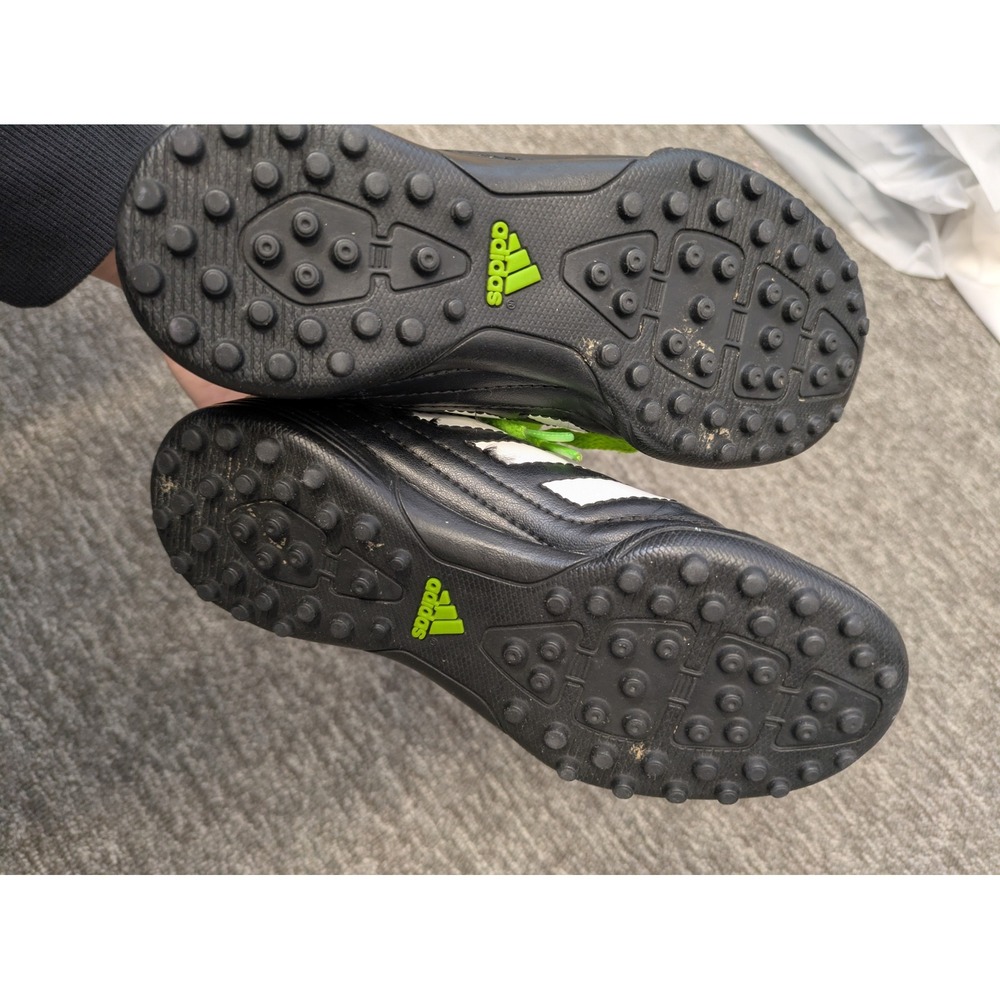 Adidas Kids‎ Size 12K Soccer Cleats Black White Neon Green - Picture 6 of 9